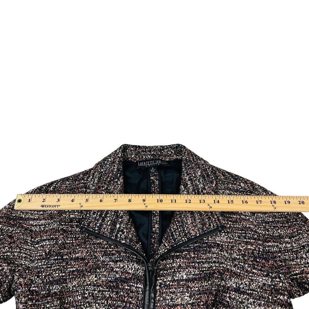 LAFAYETTE 148 Multi-Color Tweed Faux Leather Trim Wool Blend Blazer Jacket SZ 8P - Picture 11 of 14